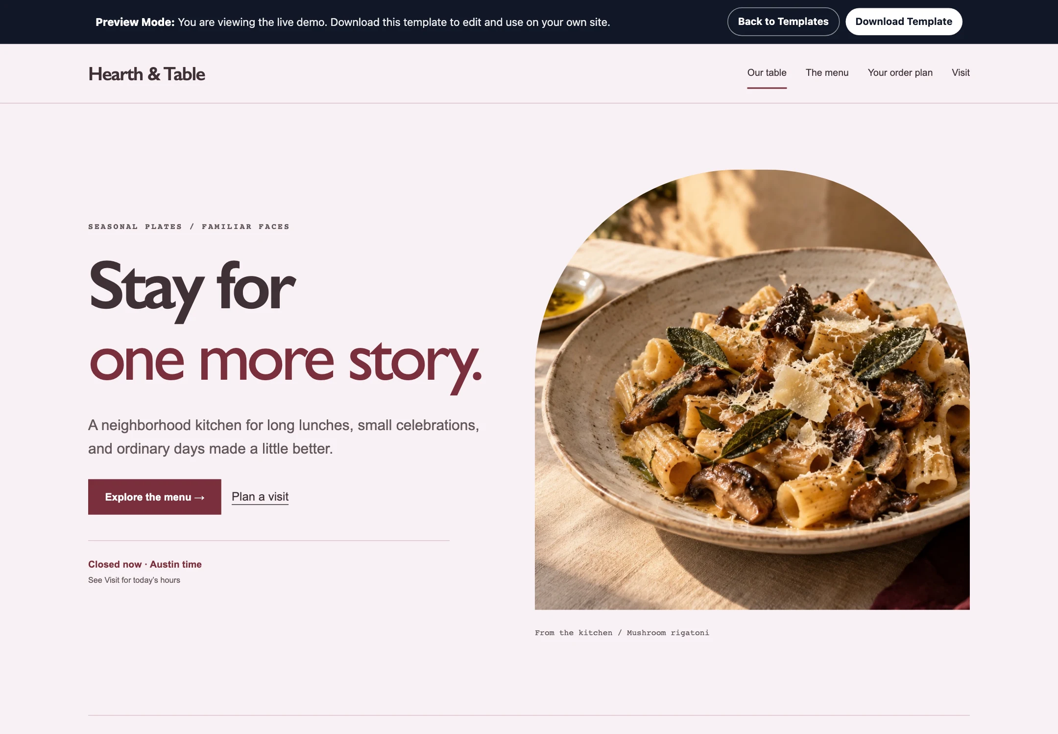 Local Restaurant template preview